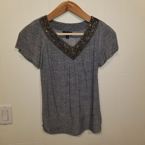 AGB women's gray with black detail sequins v neck